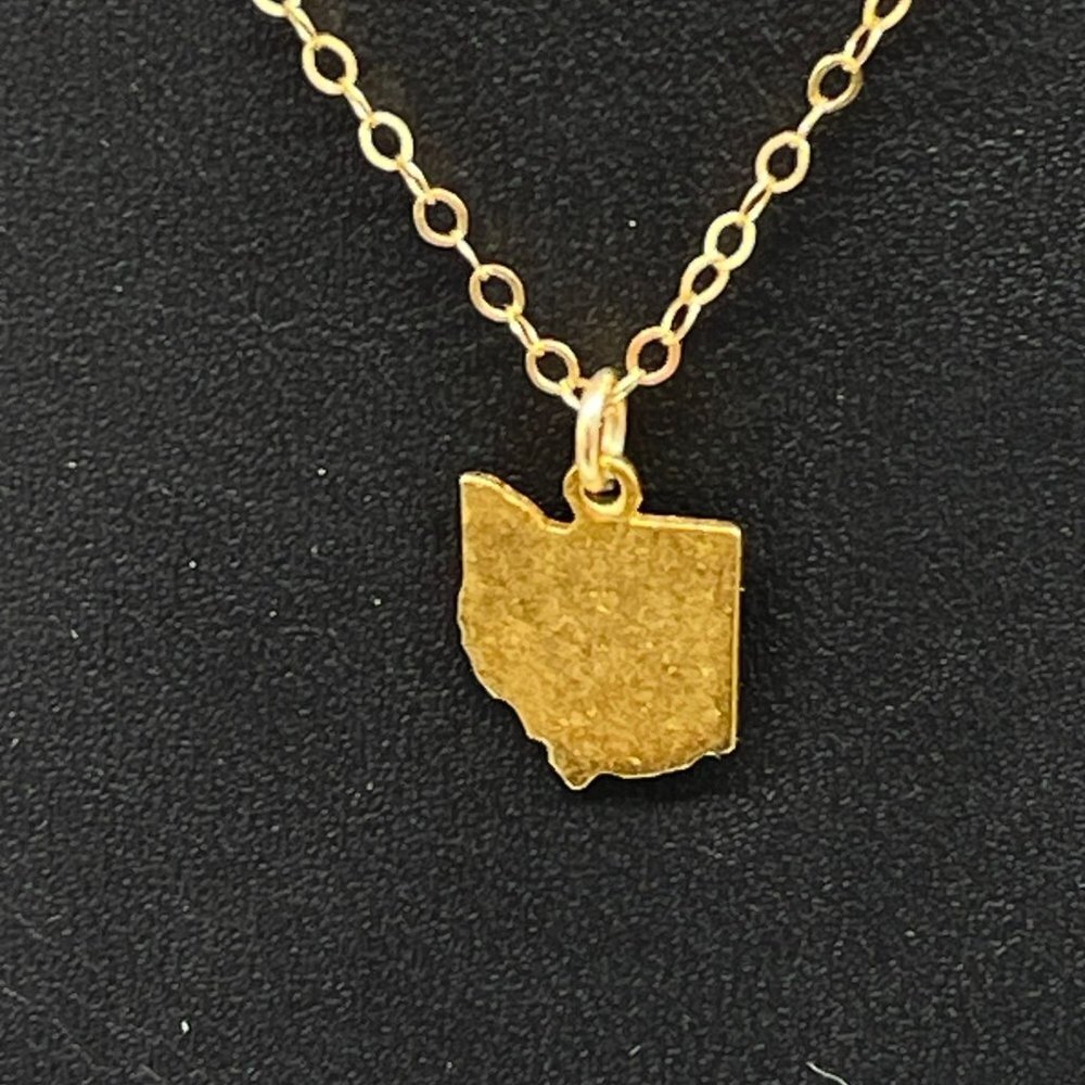MS CO 1/20 14k Gold Filled State Map Pendant Chain Necklace 17.5 Inches